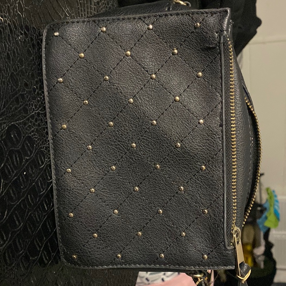 Black gold studded black bag